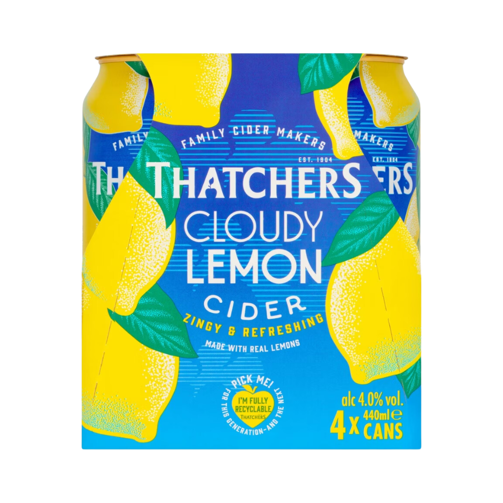 THATCHERS CLOUDY LEMON CIDER CANS 6 X 4 PACK 440ML