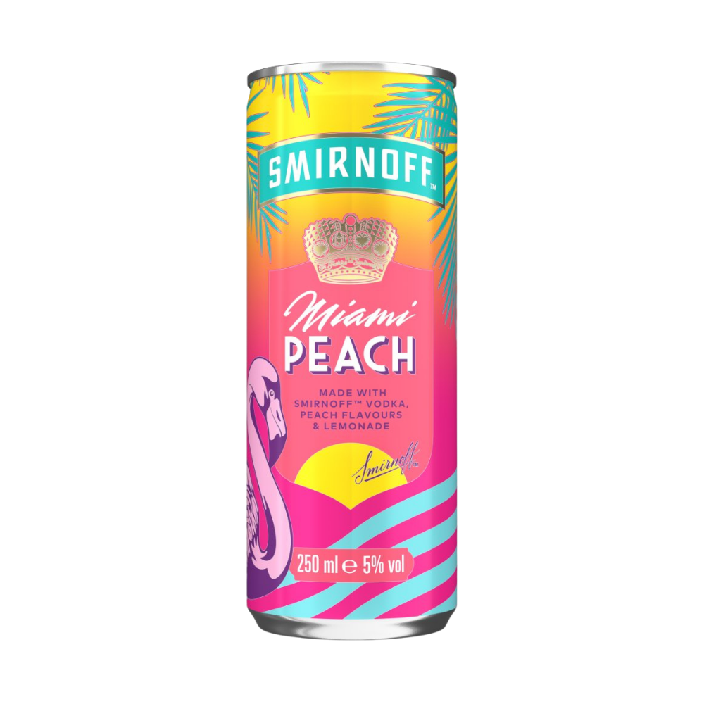 SMIRNOFF MIAMI PEACH VODKA & LEMONADE CANS 12 X 250ML