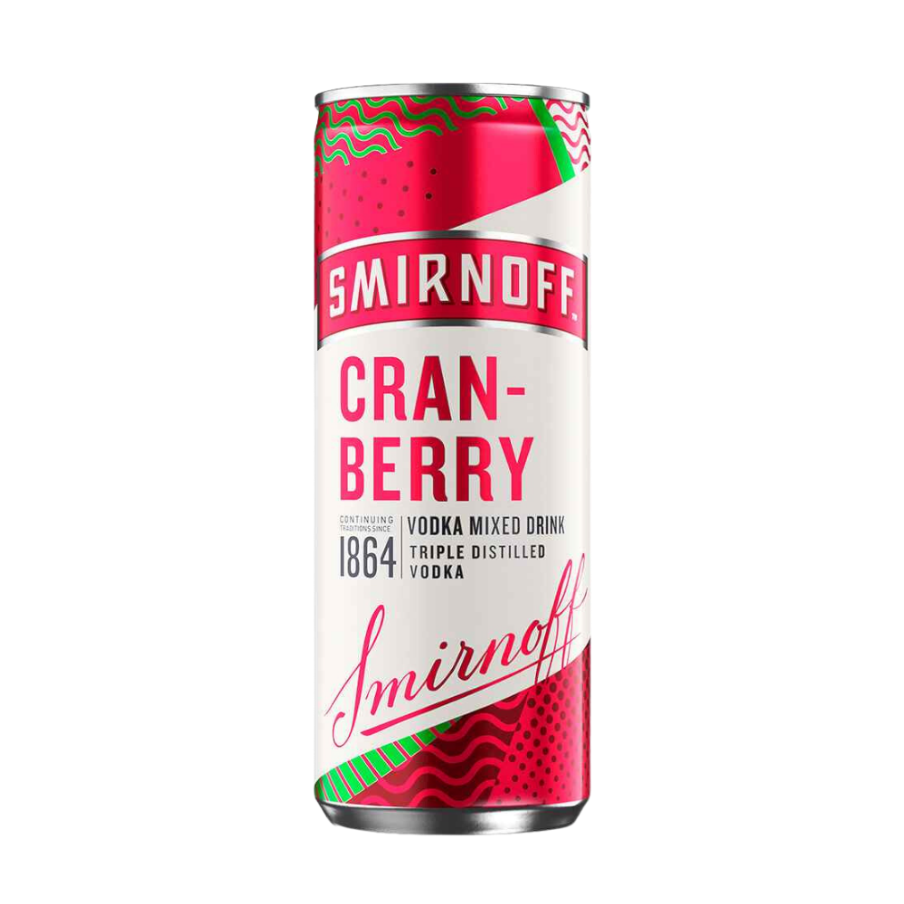 SMIRNOFF VODKA & CRANBERRY CANS 12 X 250ML