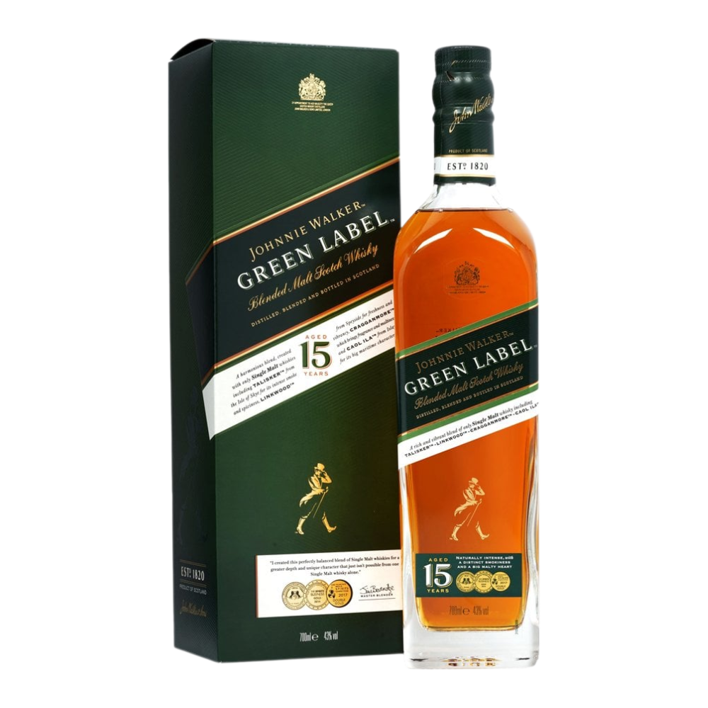 JOHNNIE WALKER GREEN LABEL 15 YEAR OLD BLENDED SCOTCH WHISKY 70CL