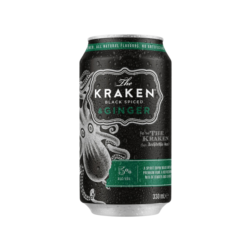 KRAKEN BLACK SPICED & GINGER CANS 12 X 330ML