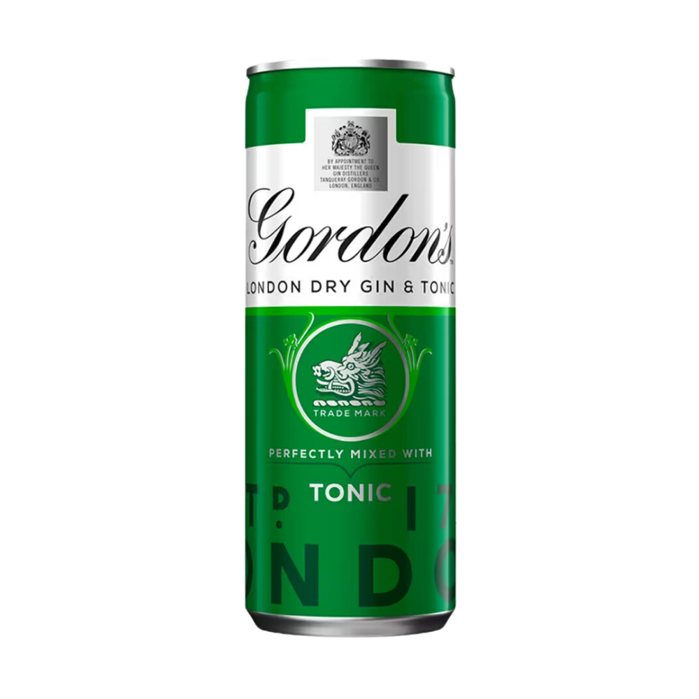 GORDONS LONDON DRY GIN & TONIC CANS 12 X 250ML
