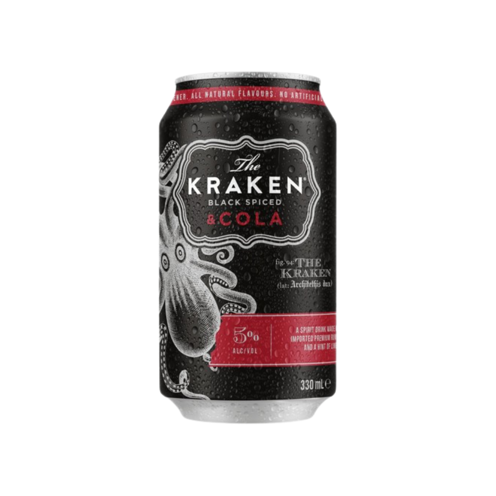KRAKEN BLACK SPICED & COLA CANS 12 X 330ML