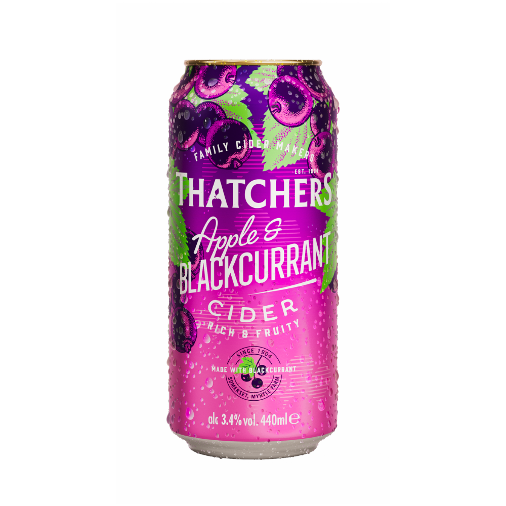 THATCHERS APPLE & BLACKCURRANT CIDER CANS 24 X 440ML