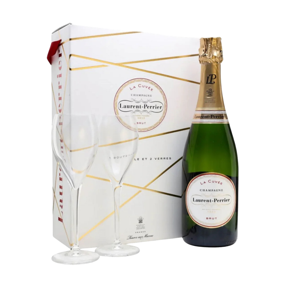 LAURENT PERRIER BRUT LA CUVEE CHAMPAGNE + 2 FLUTES PACK 750ML